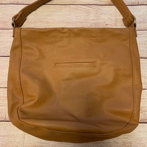 THIRTY ONE LEATHER CARMEL HOBO SHOULDER BAG ZIP